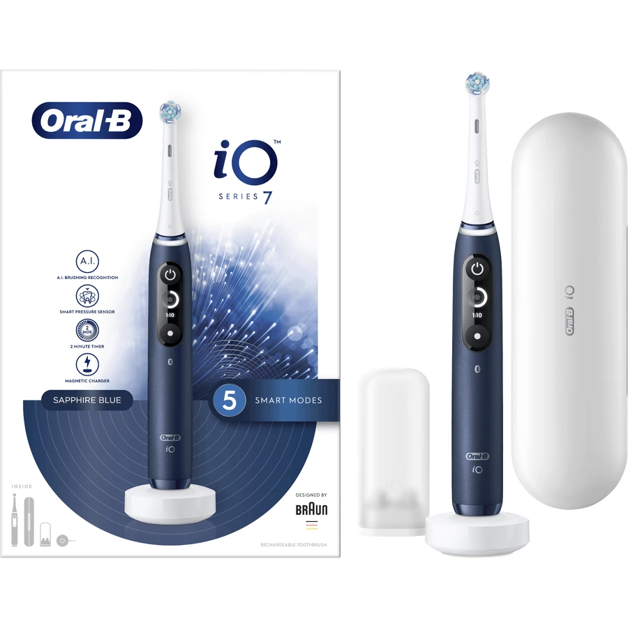 Oral-B EL.ZK iO Series 7 Sapphire Blue + шейкер + дорожній чохол: ціни та характеристики