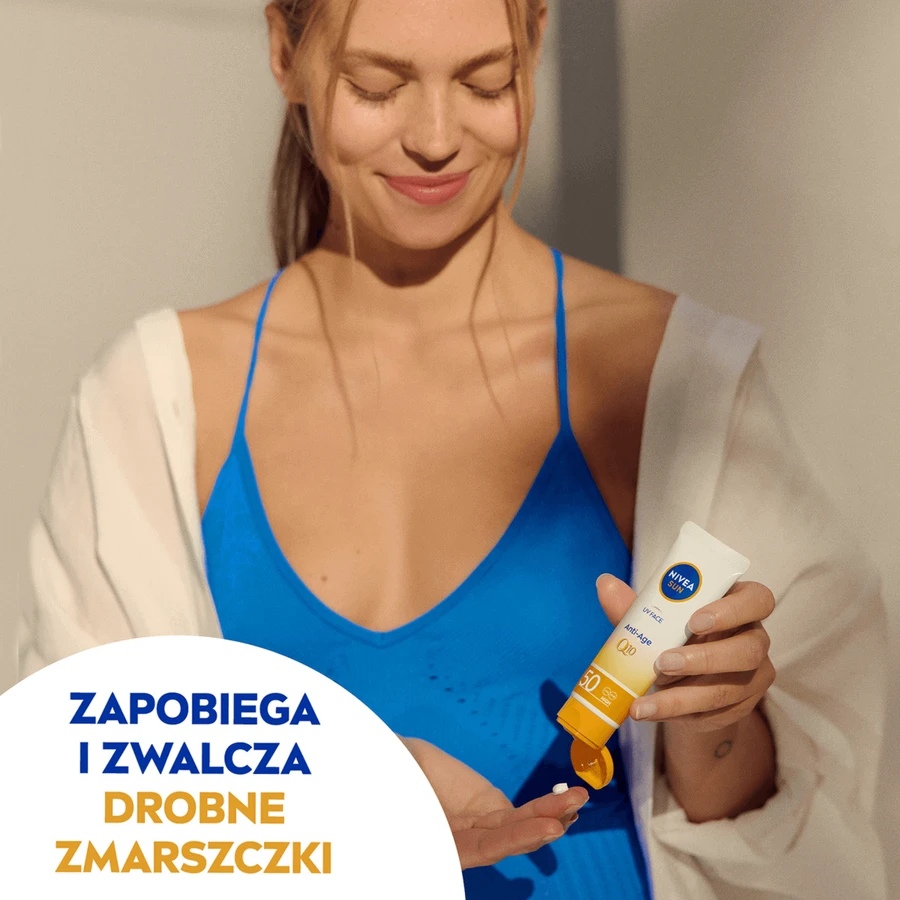 Nivea Sun UV Face Anti-Age Q10 Сонцезахисний крем проти зморшок SPF50, 50 мл: ціни та характеристики