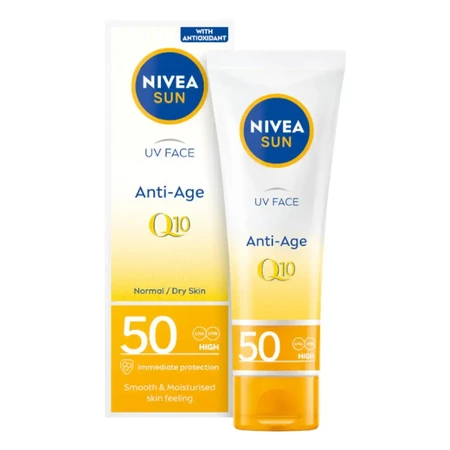 Nivea Sun UV Face Anti-Age Q10 Сонцезахисний крем проти зморшок SPF50, 50 мл: ціни та характеристики