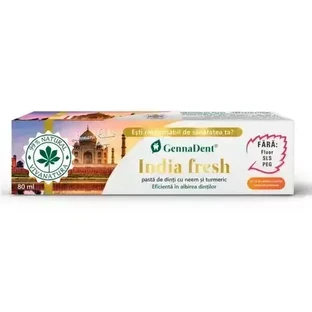 Натуральна зубна паста з німом і куркумою India Fresh GennaDent India Fresh GennaDent, 80 мл, Vivanatura