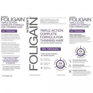 Сироватка проти випадіння волосся Foligain Потрійна дія з 10% триоксидилом для жінок 59 мл