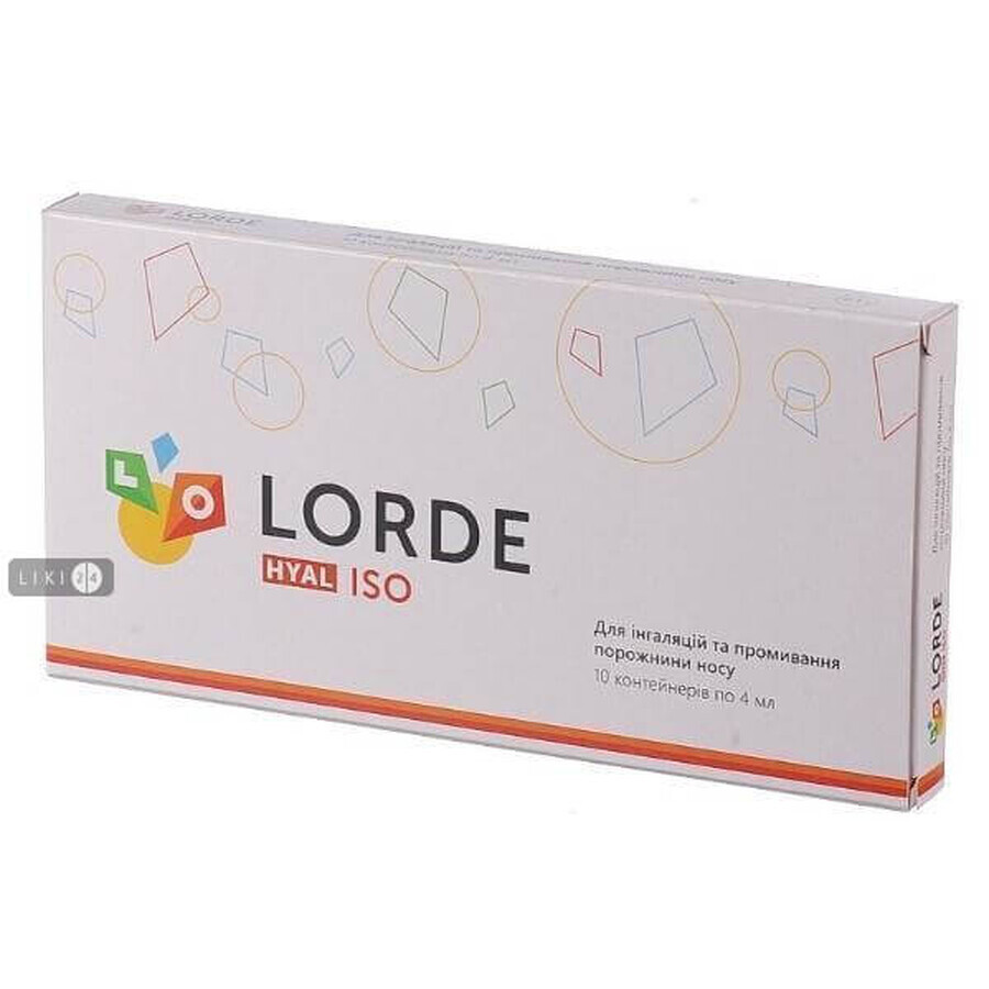 Lorde (лорде) раствор стерильный для ингаляций и промывания полости носа hyal iso 0,1 % контейнер полимерн. 4 мл №10: цены и характеристики