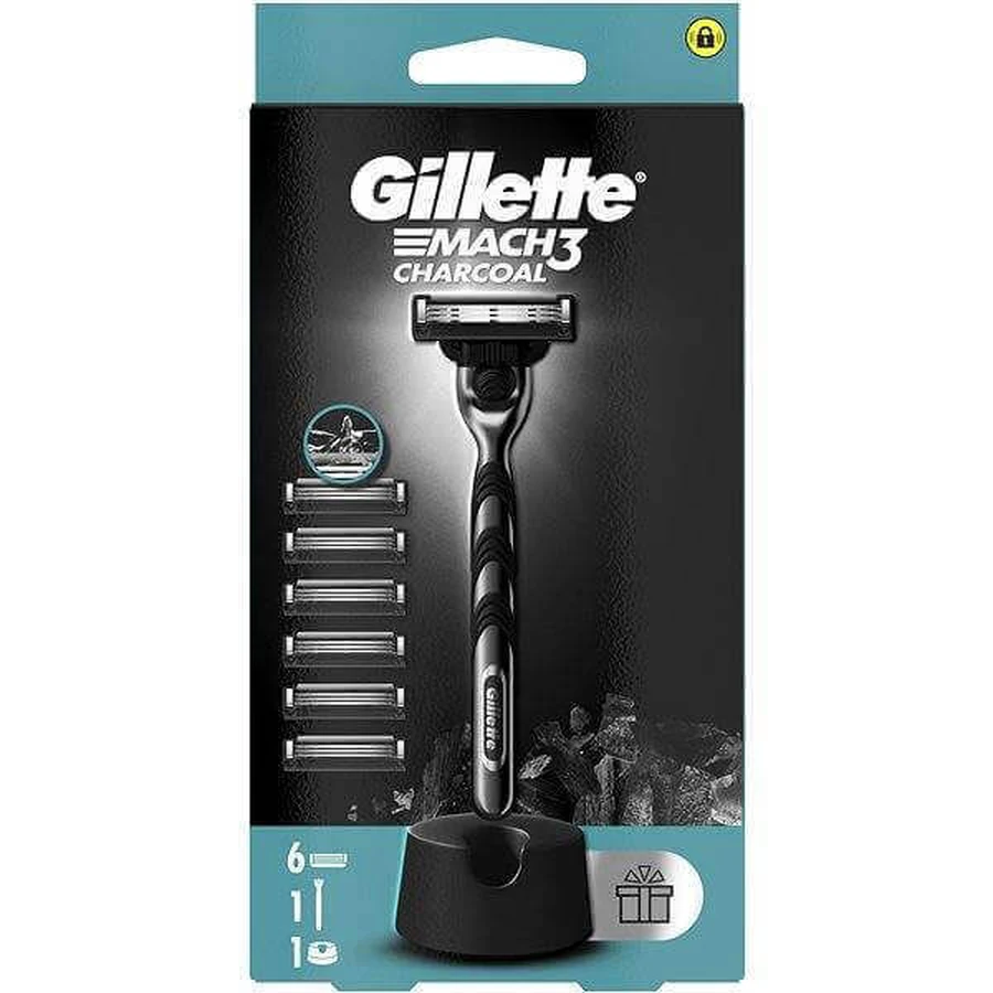 Угольная бритва Gillette Mach3 + головки 6шт 1×1, бритва: цены и характеристики