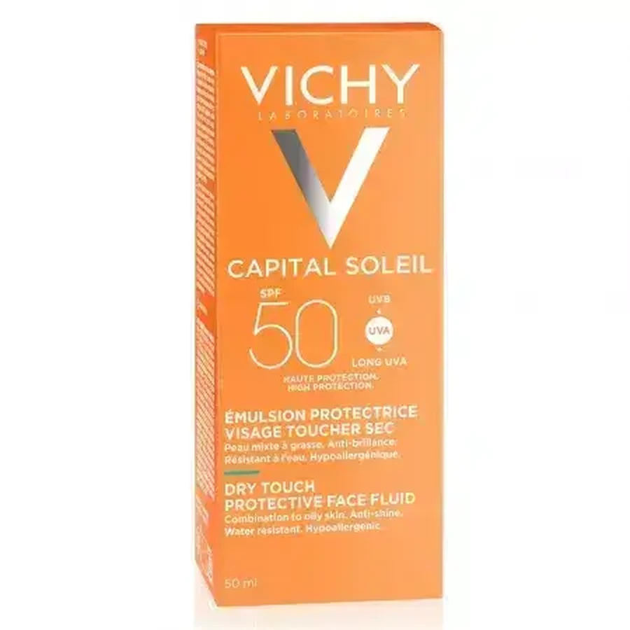 Vichy Capital Soleil Матирующая эмульсия для лица Dry touch SPF 50, 50 мл: цены и характеристики