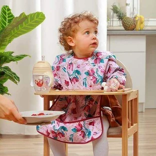 BabyOno Нагрудник з довгим рукавом з квітковим принтом, 35 x 52 см, 2-4 роки
