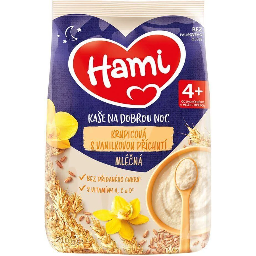Молоко Hami Kaa из манной крупы с ванильным вкусом для спокойной ночи 210 г: цены и характеристики