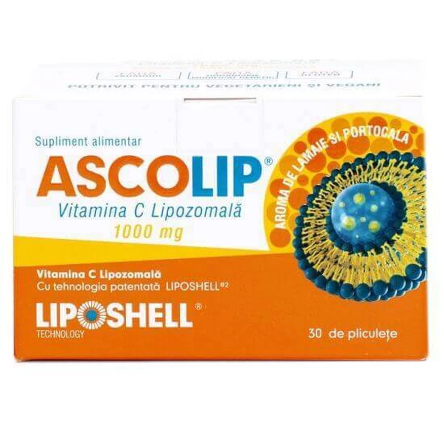 Асколип липосомальный витамин С 1000 мг Liposhell Ascolip Liposomal Vitamin C с апельсиновым вкусом, 30 саше: цены и характеристики