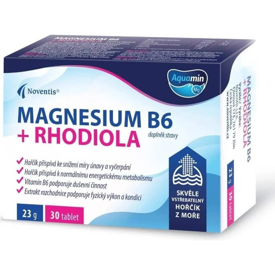 MAGNESIUM B6 + RHODIOLA 1×30 табл, прекрасно усваиваемый магний из моря: цены и характеристики