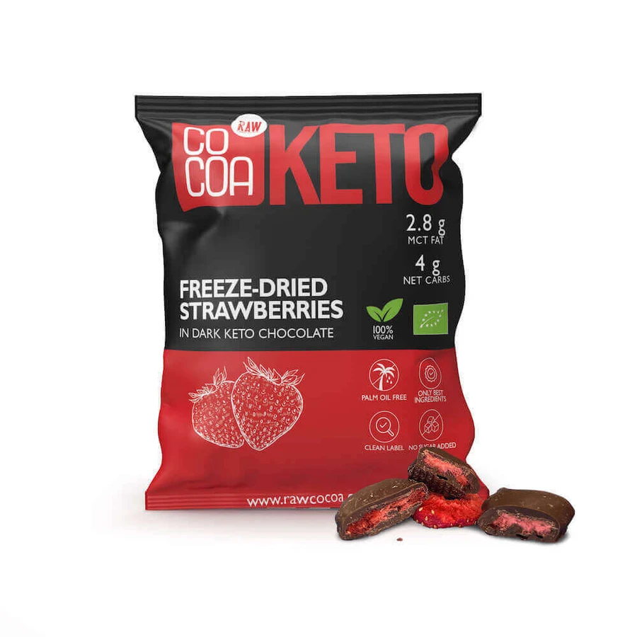 Organic Keto Keto Клубника в темном шоколаде, 40 г, какао: цены и характеристики