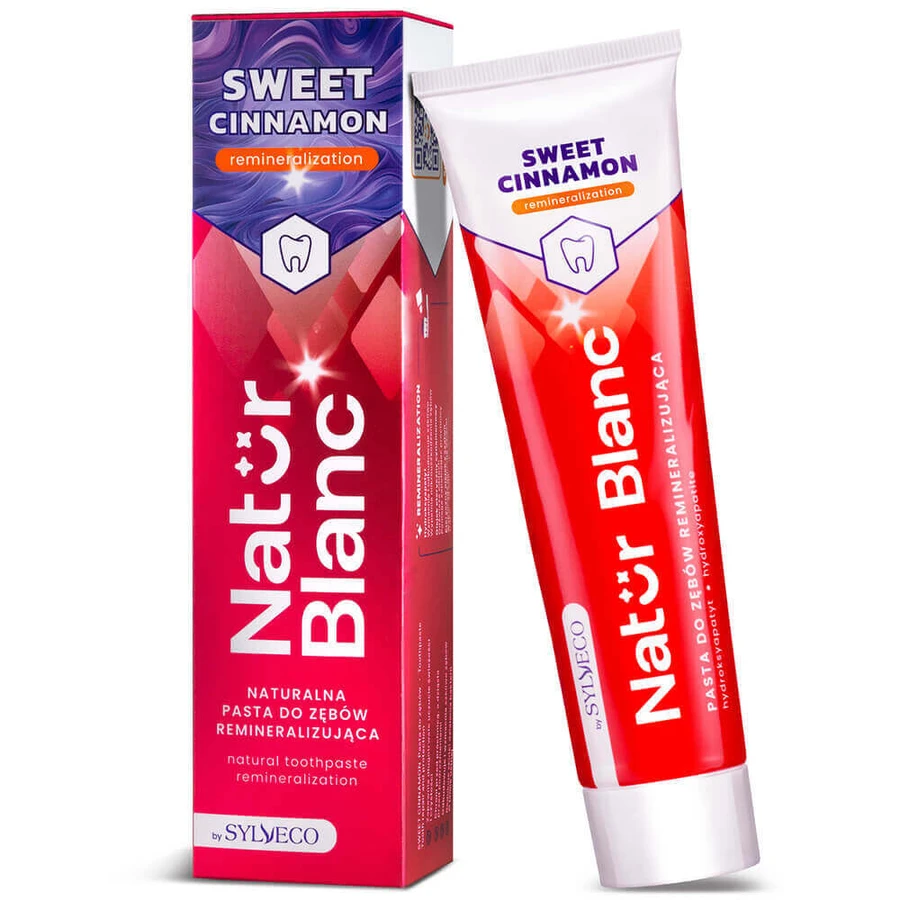 Sylveco Natur Blanc, ремінералізуюча зубна паста, Солодка кориця, 100 г: ціни та характеристики