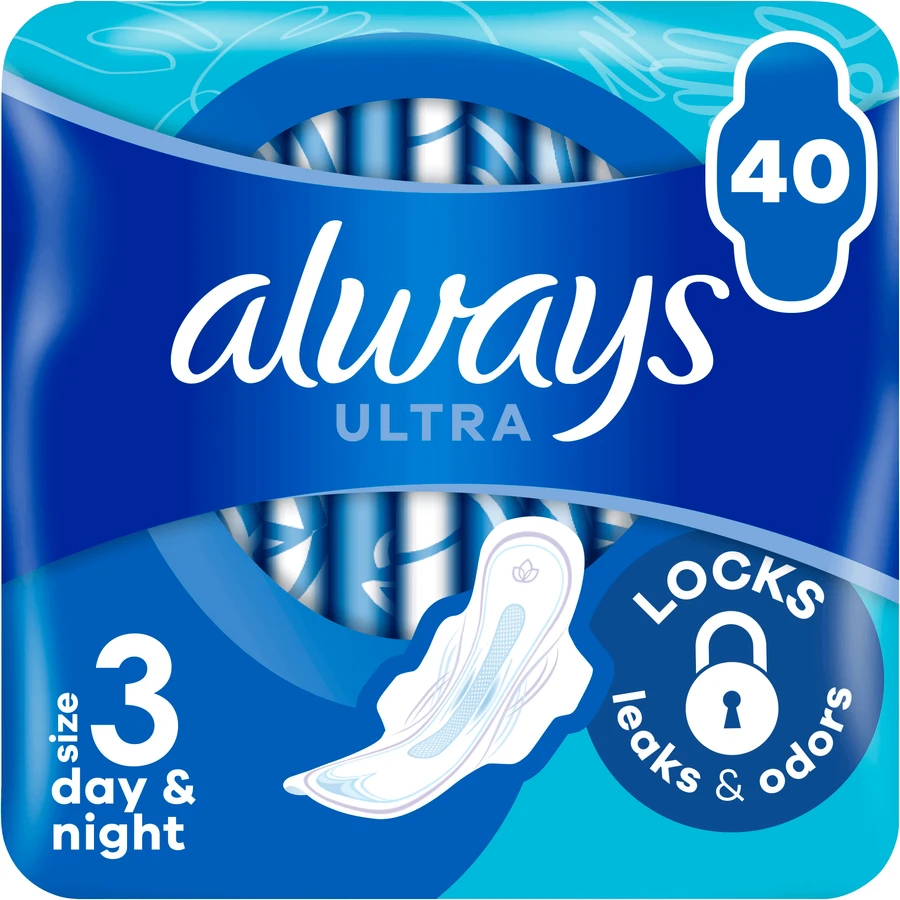 Гігієнічні серветки Always Ultra Day & Night (розмір 3) з крильцями 40 шт.: ціни та характеристики