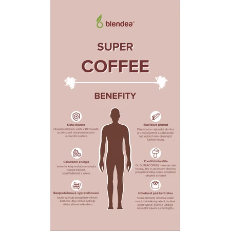 Blendea SUPERCOFFEE BIO Кавова суміш з грибами фундук, серцевиною та коренем екації 100 г: ціни та характеристики