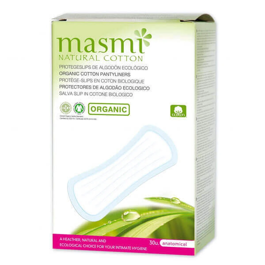 Masmi Natural Cotton, гигиенические салфетки из органического хлопка, анатомические, 30 шт.: цены и характеристики