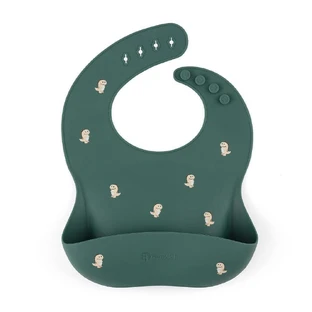 Petite&Mars Силіконовий нагрудник Take&Match Green Dinos 6m+