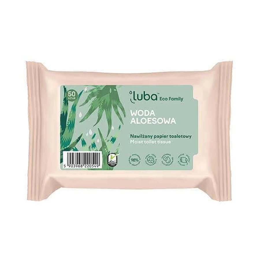 Туалетний папір Luba Eco Family Зволожений з водою алое вера, 50 шт.: ціни та характеристики