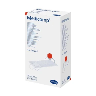 Medicomp, марлевые, нетканые компрессы, 4 слоя, 30 г/м2, 10 см х 20 см, 50 шт.