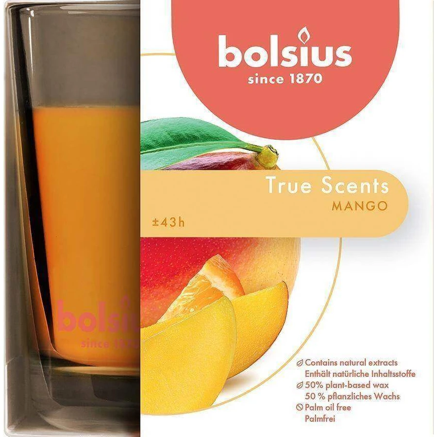 Bolsius Aromatic 2.0 Glass Mango ароматическая свеча 1×1 шт, размер 95 x 95 мм: цены и характеристики