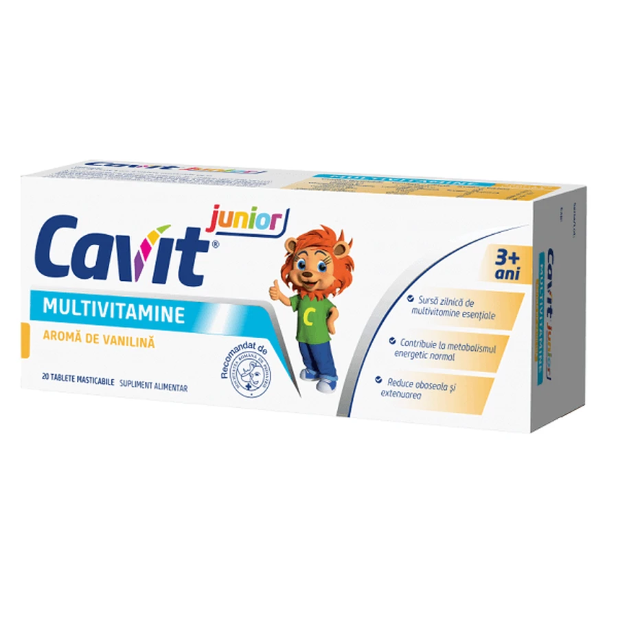 Мультивитамины с ванильным вкусом Cavit junior, 20 жевательных таблеток, Biofarm: цены и характеристики