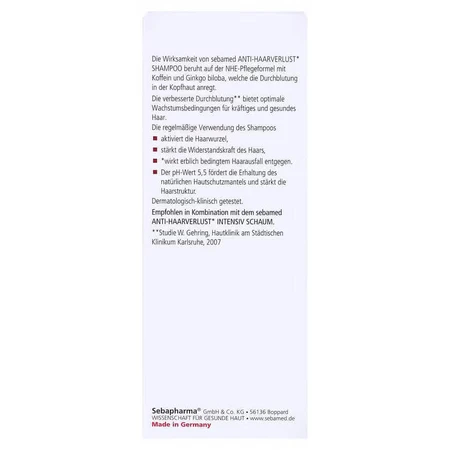 Дерматологічний шампунь проти випадіння волосся, 200 мл, Sebamed: ціни та характеристики
