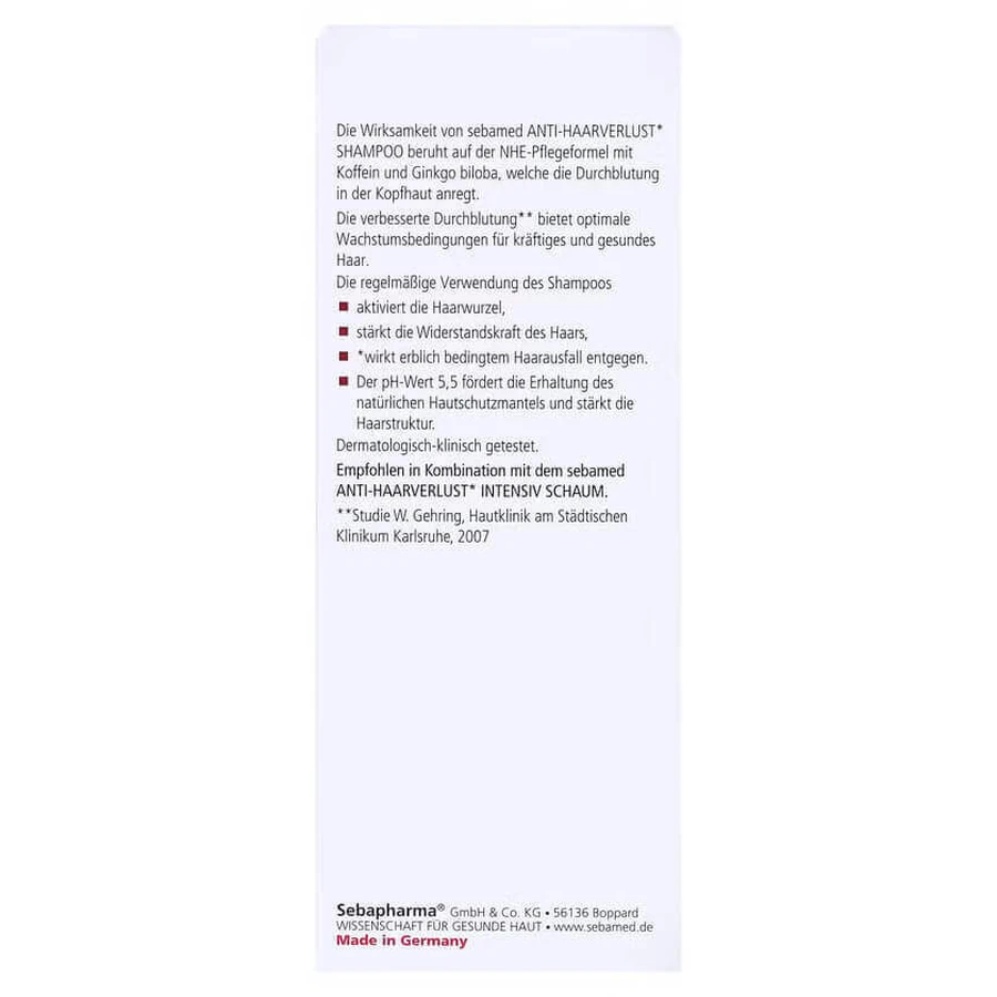 Дерматологічний шампунь проти випадіння волосся, 200 мл, Sebamed: ціни та характеристики