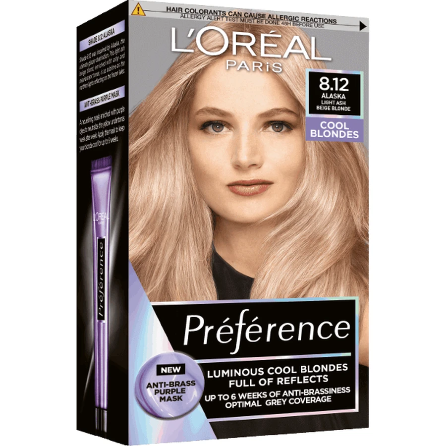 L'Oréal Paris Préférence перманентный цвет 8.12 Alaska Cool Light Blonde 192 мл: цены и характеристики