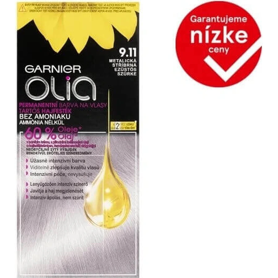 Garnier Olia стійка фарба для волосся 9.11 Сріблястий металік 1×1, набір, стійка фарба для волосся: ціни та характеристики