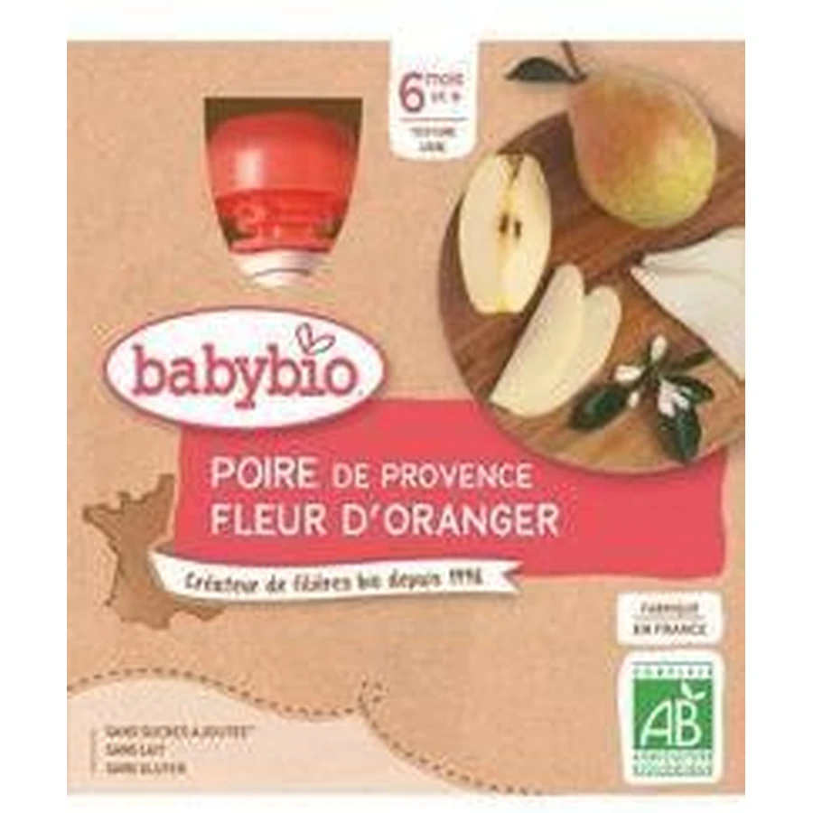 Babybio doypack груша апельсин кварт 4 x 90 г: цены и характеристики