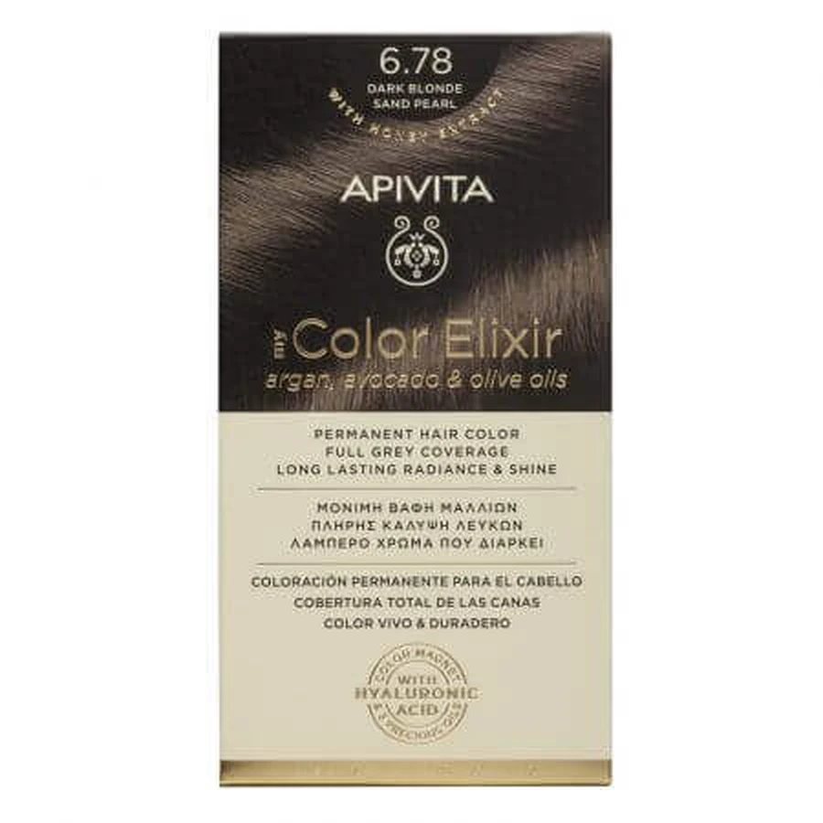 Краска для волос My Colour Elixir Темный Блондин Песочный Жемчуг 6.78, 155 мл, Apivita: цены и характеристики