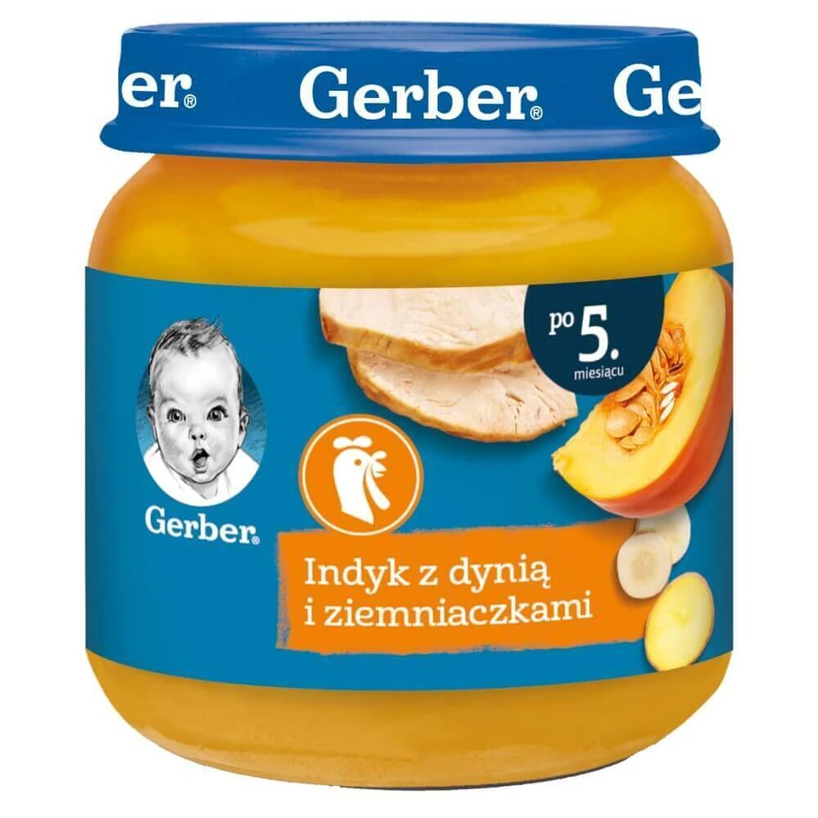 Gerber Ланч, індичка з гарбузом та картоплею, після 5 місяців, 125 г: ціни та характеристики