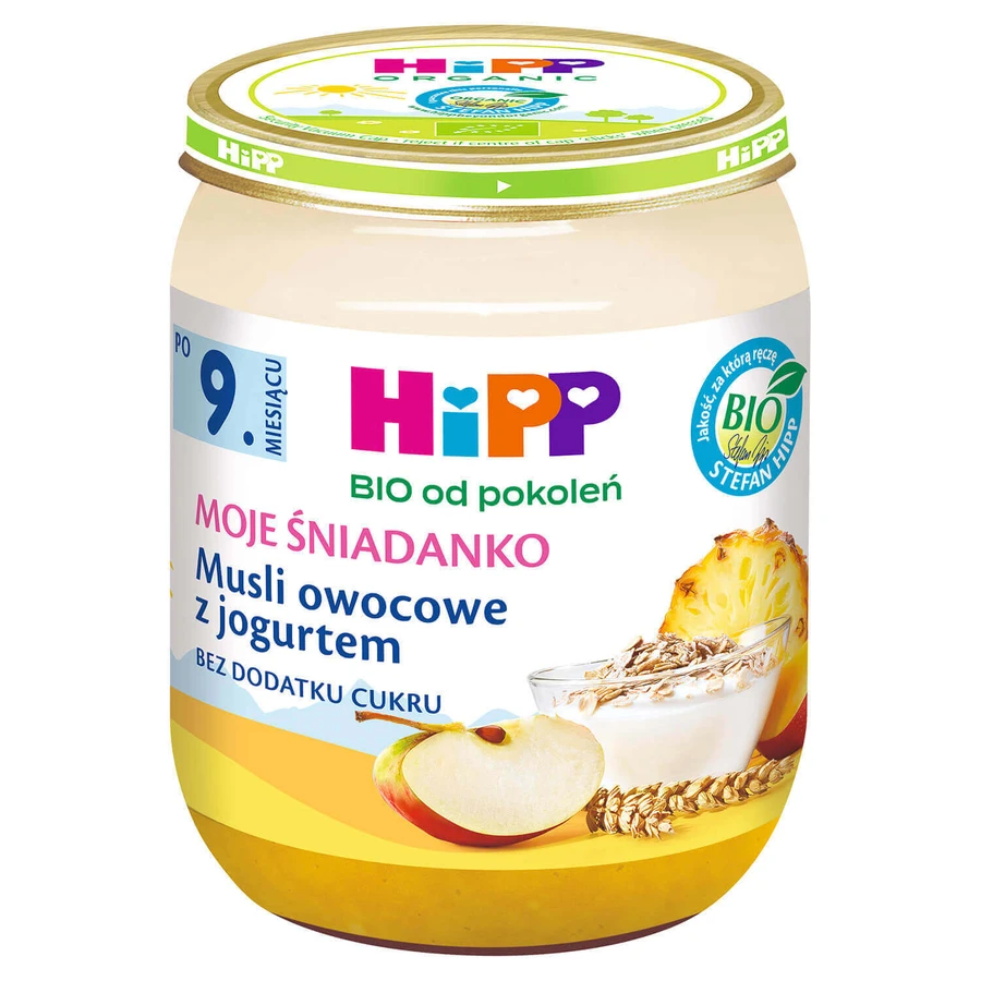 HiPP Moje niadanko Bio, фруктові мюслі з йогуртом, після 9 місяців, 160 г: ціни та характеристики