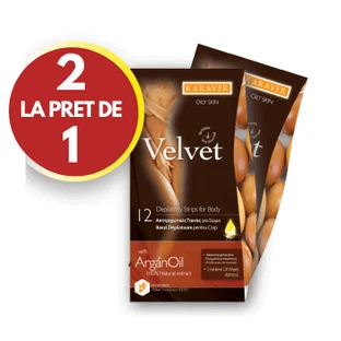 Полоски для удаления волос на теле с маслом арганы Velvet, 12 штук, Karaver