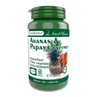 Ферменти Ананас та Папайя Pro Natura Ananas & Papaya enzime, 60 таблеток