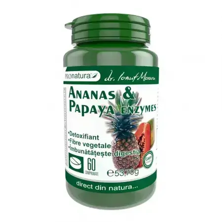 Ферменти Ананас та Папайя Pro Natura Ananas & Papaya enzime, 60 таблеток: ціни та характеристики