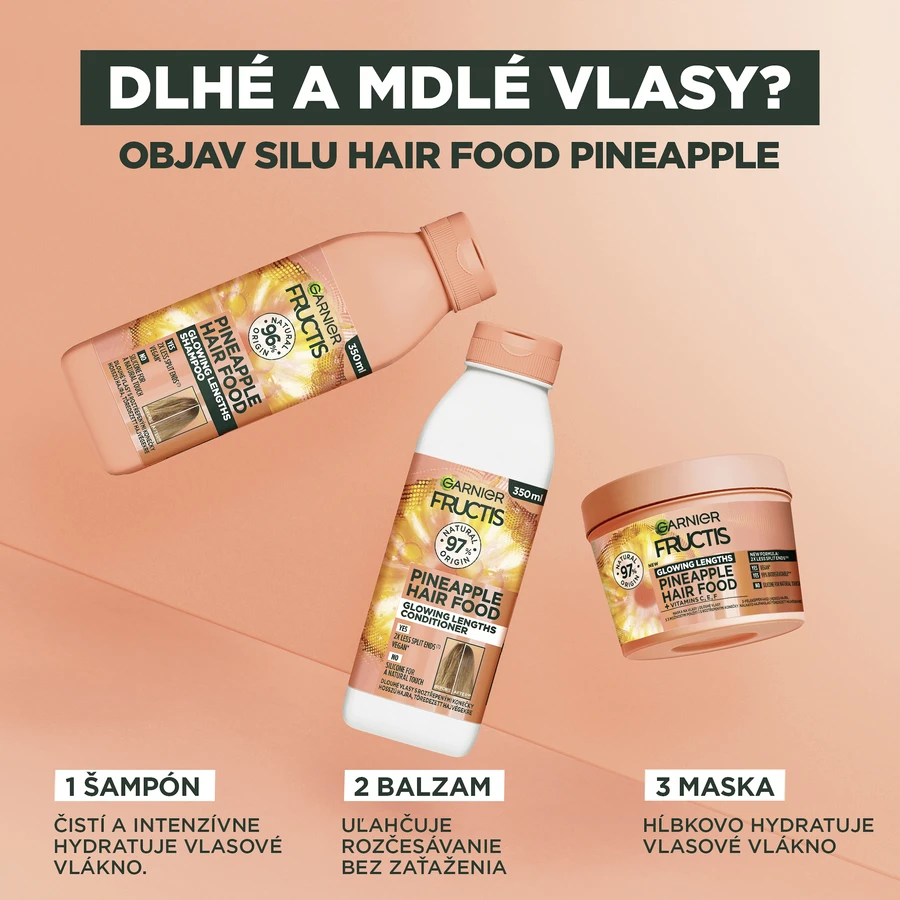Garnier Fructis Hair Food Ананасовый осветляющий бальзам для длинных волос, 350 мл: цены и характеристики