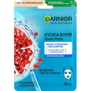 Garnier Skin Naturals Зволожуюча і підтягуюча текстильна маска з екстрактом граната, 28 г