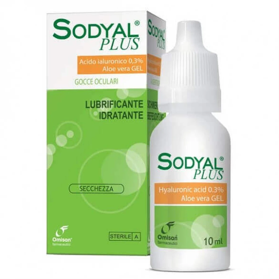 Лаки для сухих глаз с алоэ вера и гиалуроновой кислотой - Sodyal Plus, 10 мл, Omisan Farmaceutici: цены и характеристики