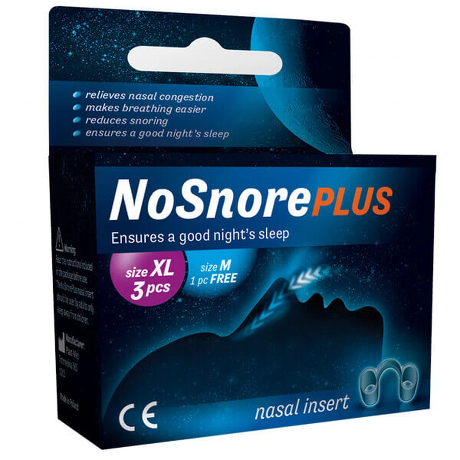 NoSnore Plus, вкладиші для носа, розмір XL x 3 штуки + розмір M x 1 штука: ціни та характеристики