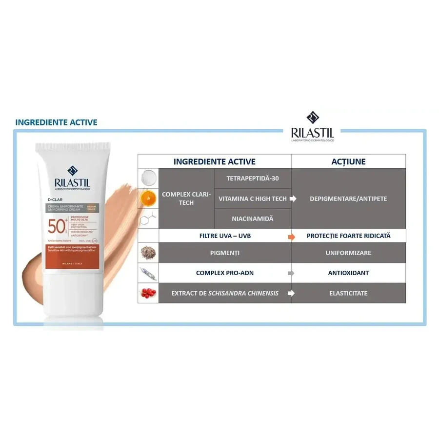RILASTIL SUN SYSTEM D-CLAR - Невесомый тонирующий крем с SPF 50+ x 40 мл: цены и характеристики