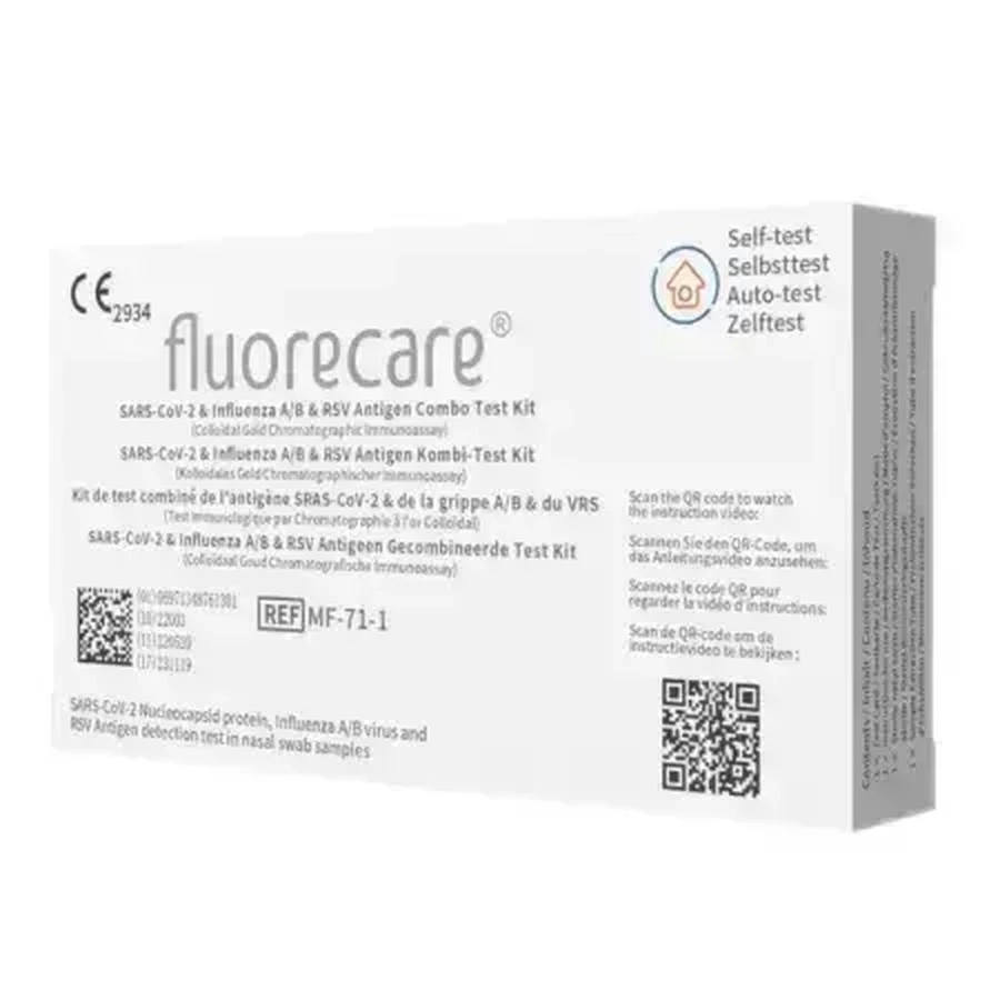 Швидкий тест 4 в 1 Combo Covid19 + грип A/B + RSV Fluorecare, 1 шт, Advent: ціни та характеристики