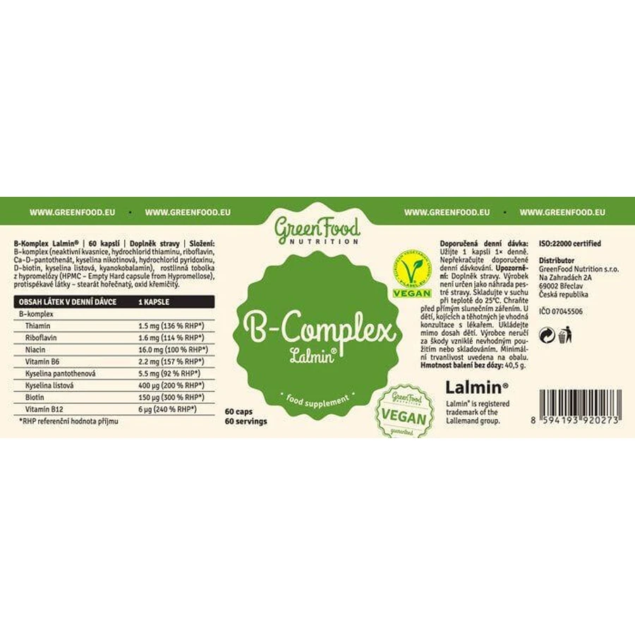 GreenFood Nutrition B-KOMPLEX Lalmin® 60 капсул: ціни та характеристики