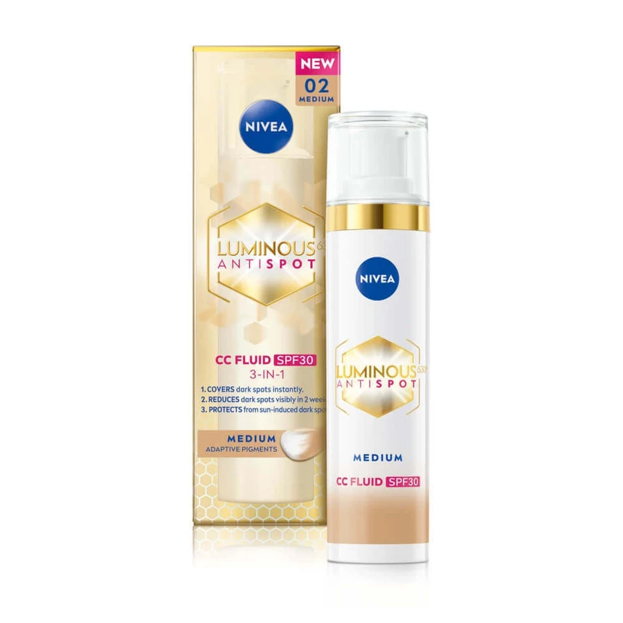 Nivea Luminous Anti Spot, CC-крем 3-в-1 против пигментации, средний, SPF 30, 40 мл: цены и характеристики