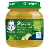 Gerber Вечеря органічна, зелений горошок, брокколі, кабачки, з 4 місяців, 125 г