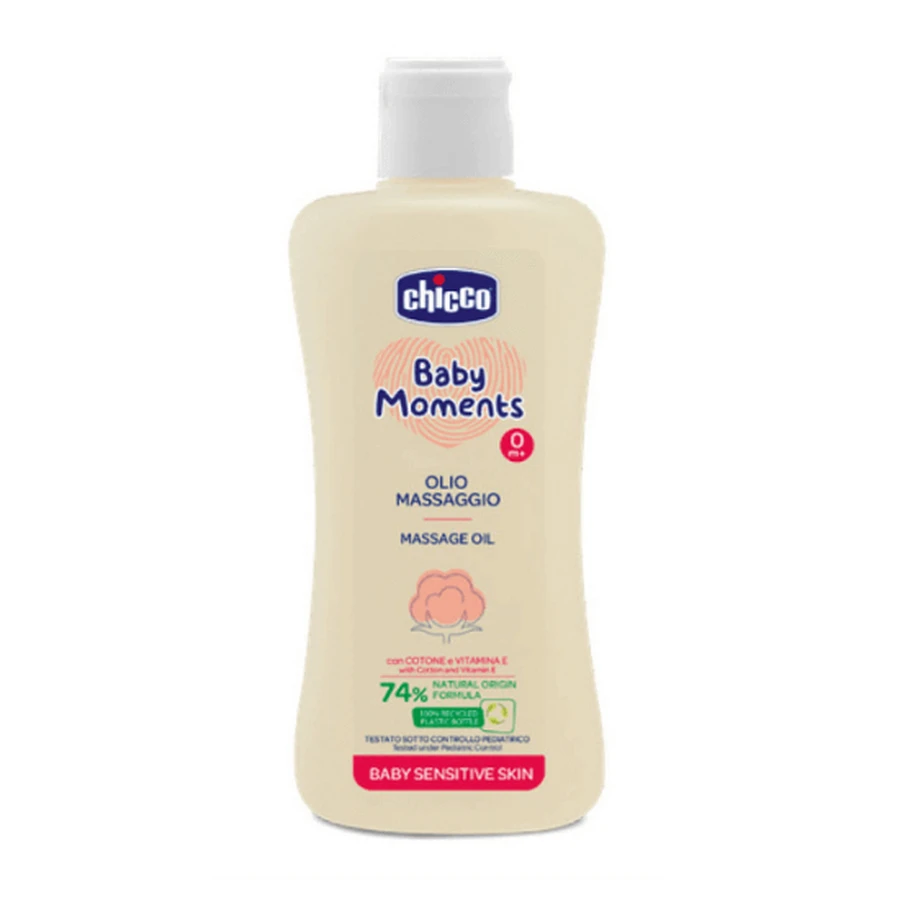 Дерматологическое массажное масло Baby Moments Sensitive, +0 месяцев, 200 мл, Chicco: цены и характеристики