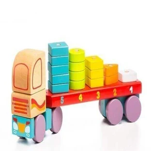 Деревянная игрушка Грузовик с геометрическими фигурами, Cubika