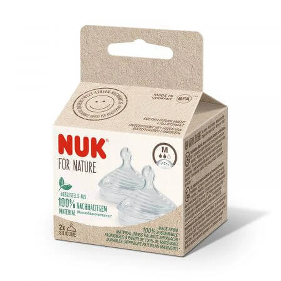 Соска силіконова Nuk Nature, розмір M, 2 штуки: ціни та характеристики