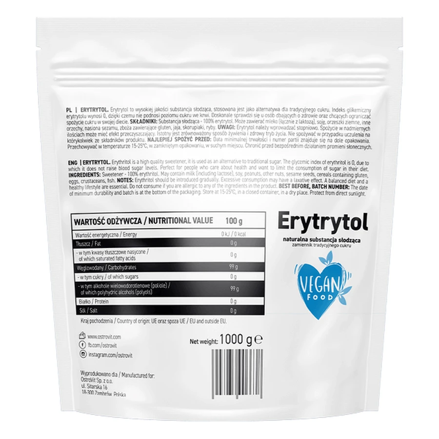 OstroVit Erythritol, 1 кг: цены и характеристики