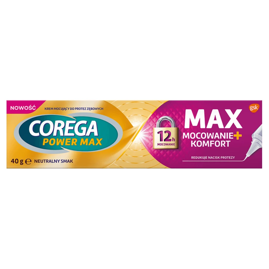 Corega Power Max Fixation + Comfort, крем для зубних протезів, 40 г: ціни та характеристики