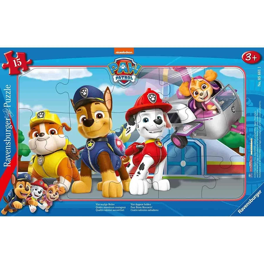 Пазл рамковий Щенячий патруль, +4 роки, 15 деталей, Ravensburger: ціни та характеристики