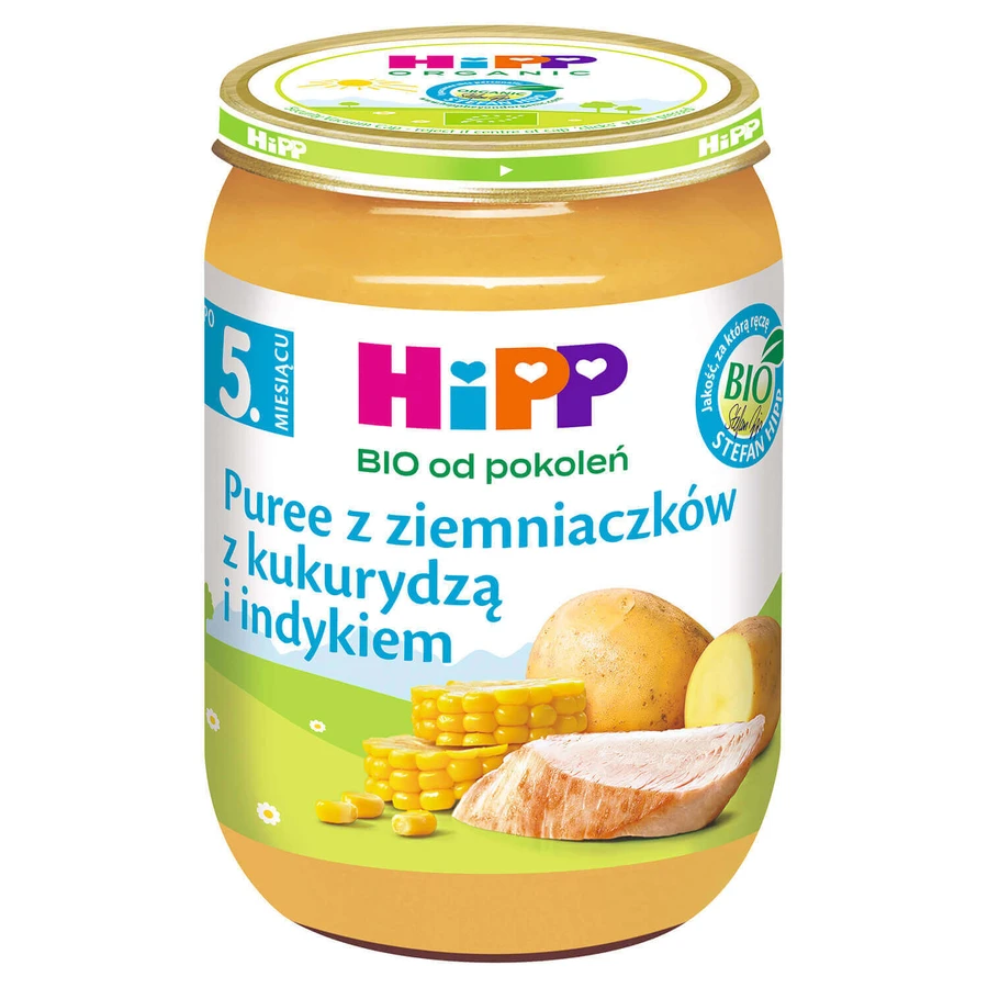 Блюдо HiPP Біо, картопляне пюре з кукурудзою та індичкою, після 5 місяців, 190 г.: ціни та характеристики