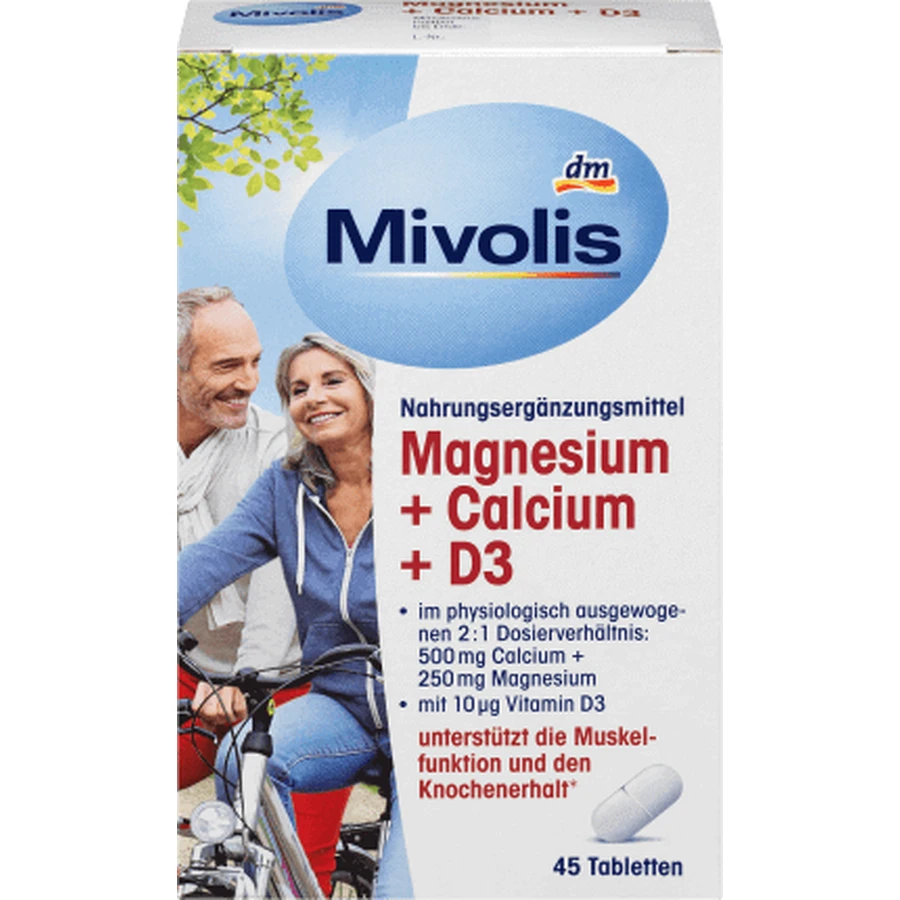 Магний + Кальций + D3 Mivolis Magnezium + Calcium + D3 таблетки, 45 шт.: цены и характеристики